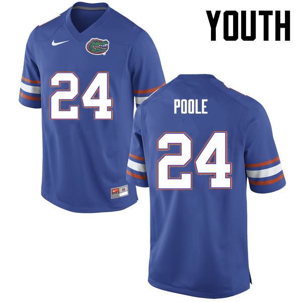 NCAA Florida Gators Brian Poole Youth #24 Nike Blue Stitched Authentic College Football Jersey YLI3664YV